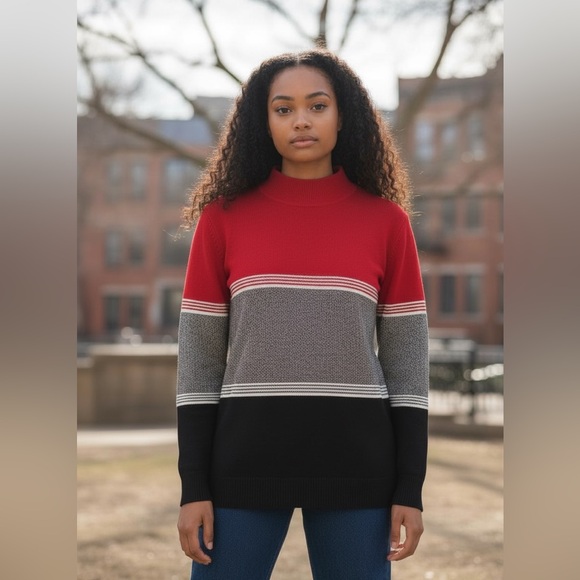 Emma James Sweaters - Emma James Red, Gray, and Black Colorblock Sweater